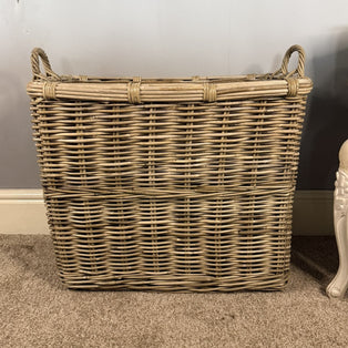 Wovenhill Kubu Rattan Rectangular Log Basket with Hoop Handles