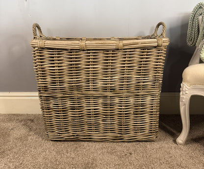 Wovenhill Kubu Rattan Rectangular Log Basket with Hoop Handles