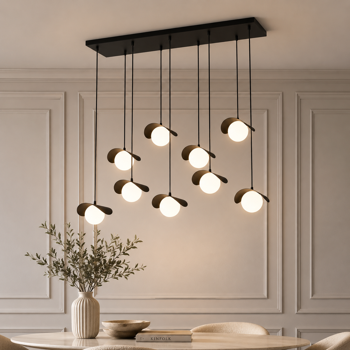 Ritual 9 Light Pendant Black & White