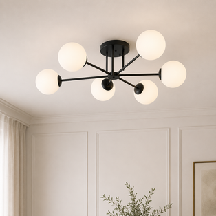 Roma 6 Light Semi Flush Black & White