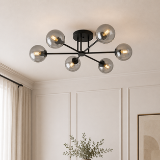 Roma 6 Light Semi Flush Black & Graphite