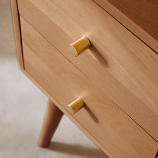 Scandinavian Light Walnut Logan Narrow Bedside Table