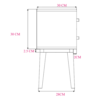 Minimalist Mango Wood White Logan Narrow Bedside Table