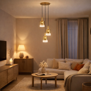 Savannah 3-Light Satin Gold Cluster Pendant