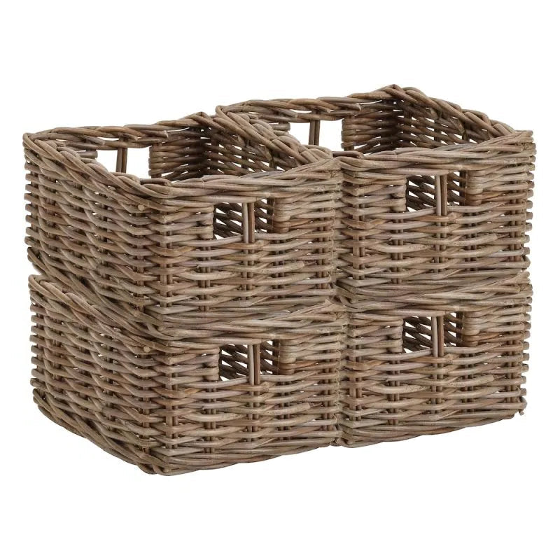 Wovenhill Set of 4 Rectangular Kubu Rattan Storage Baskets
