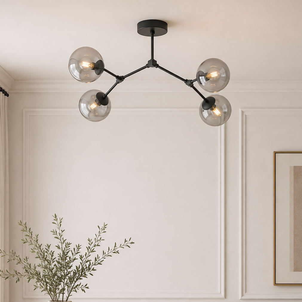Space 4 Light Semi Flush Black & Graphite