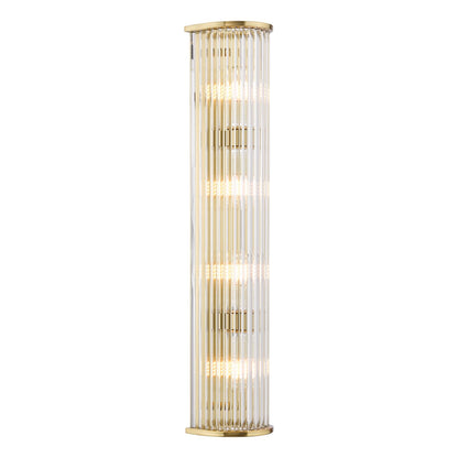 Tobiah 4 Light Bathroom Wall Light Natural Brass and Glass IP44