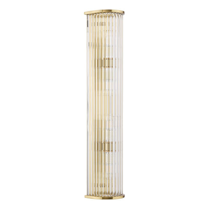 Tobiah 4 Light Bathroom Wall Light Natural Brass and Glass IP44