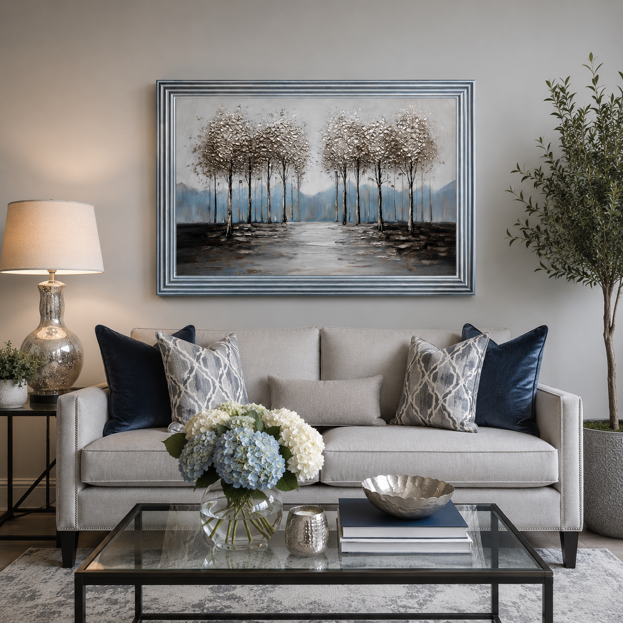 Silver Forest Framed Wall Art – 80x60cm