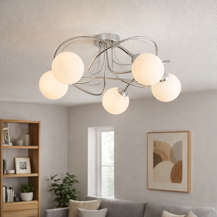 Violet 5-Light Polished Chrome Semi-Flush Ceiling Light