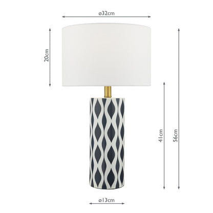 Weylin Navy and White 56cm Ceramic Table Lamp