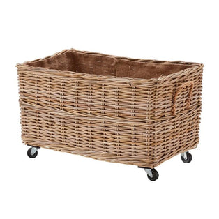 Wovenhill Kubu Rattan Rectangular Log Basket with Wheels