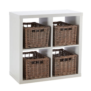 Wovenhill Set of 4 Medium Rectangular Willow Storage Baskets - Grey