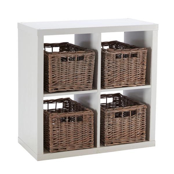 Wovenhill Set of 4 Medium Rectangular Willow Storage Baskets - Grey