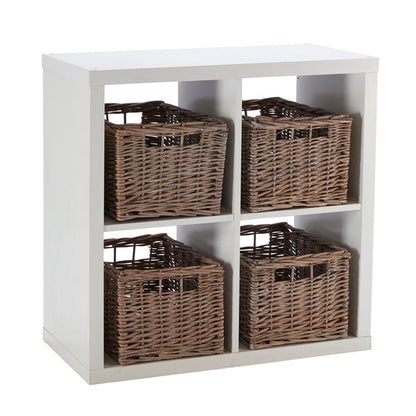 Wovenhill Set of 4 Medium Rectangular Willow Storage Baskets - Grey
