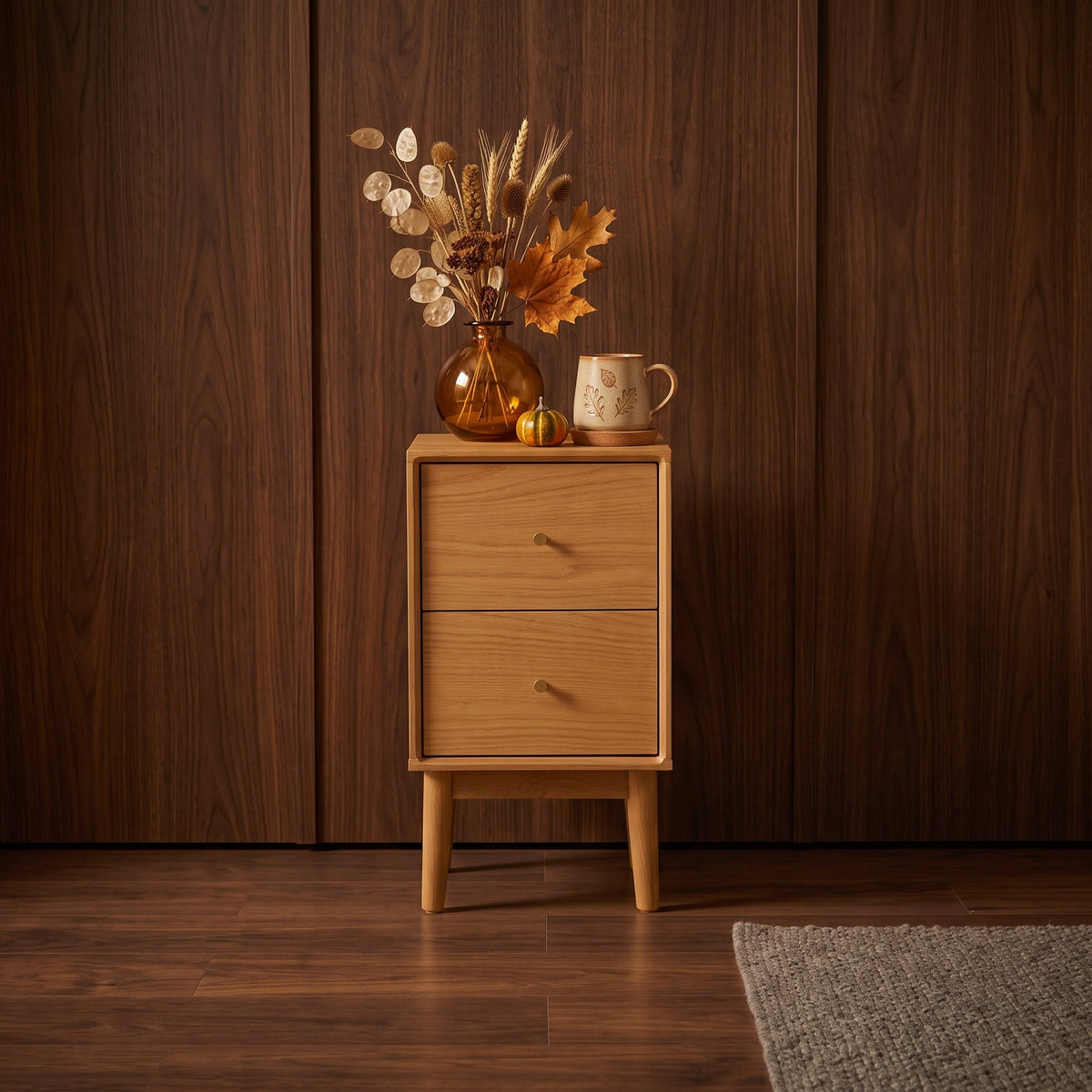 Wright Narrow Oak Bedside Table