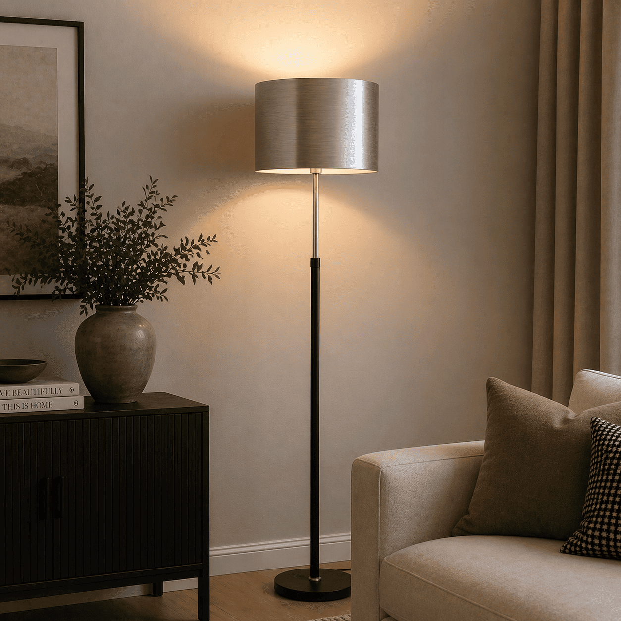 Zanita 1 Light 2 Toned Stem Silver Floor Lamp