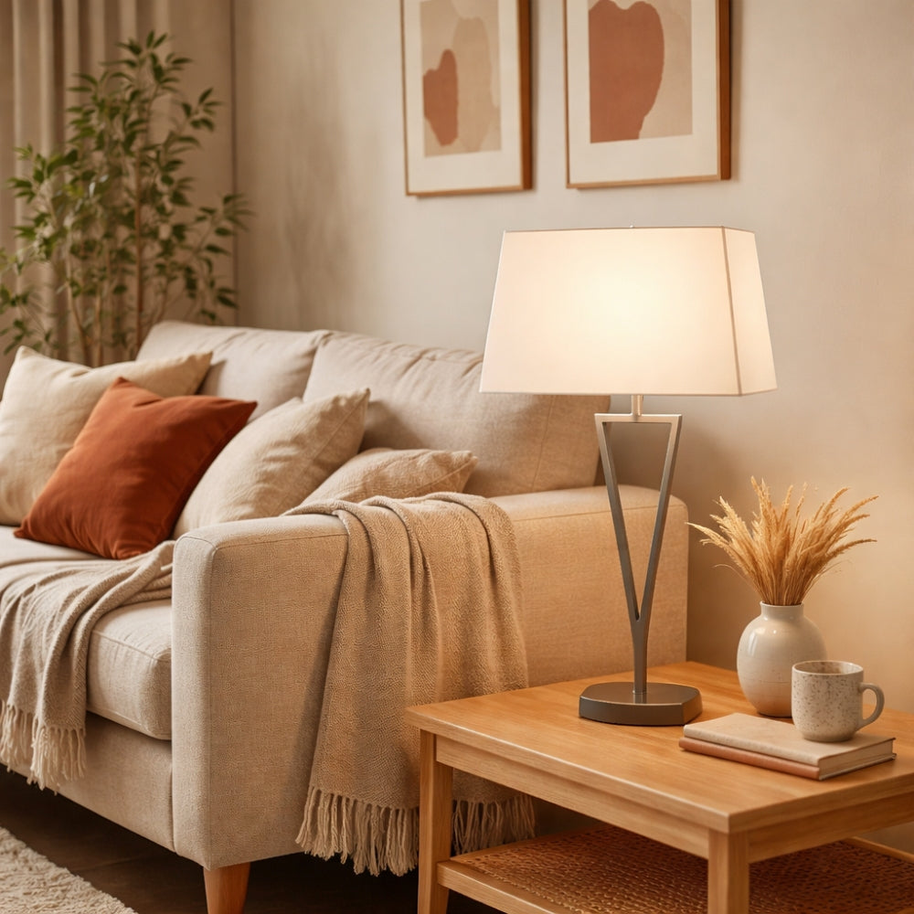 Lizzie Chrome & White Touch Table Lamp