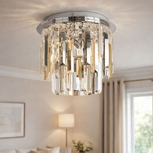 Onega 3 Light Polished Chrome & Glass Flush Ceiling Light