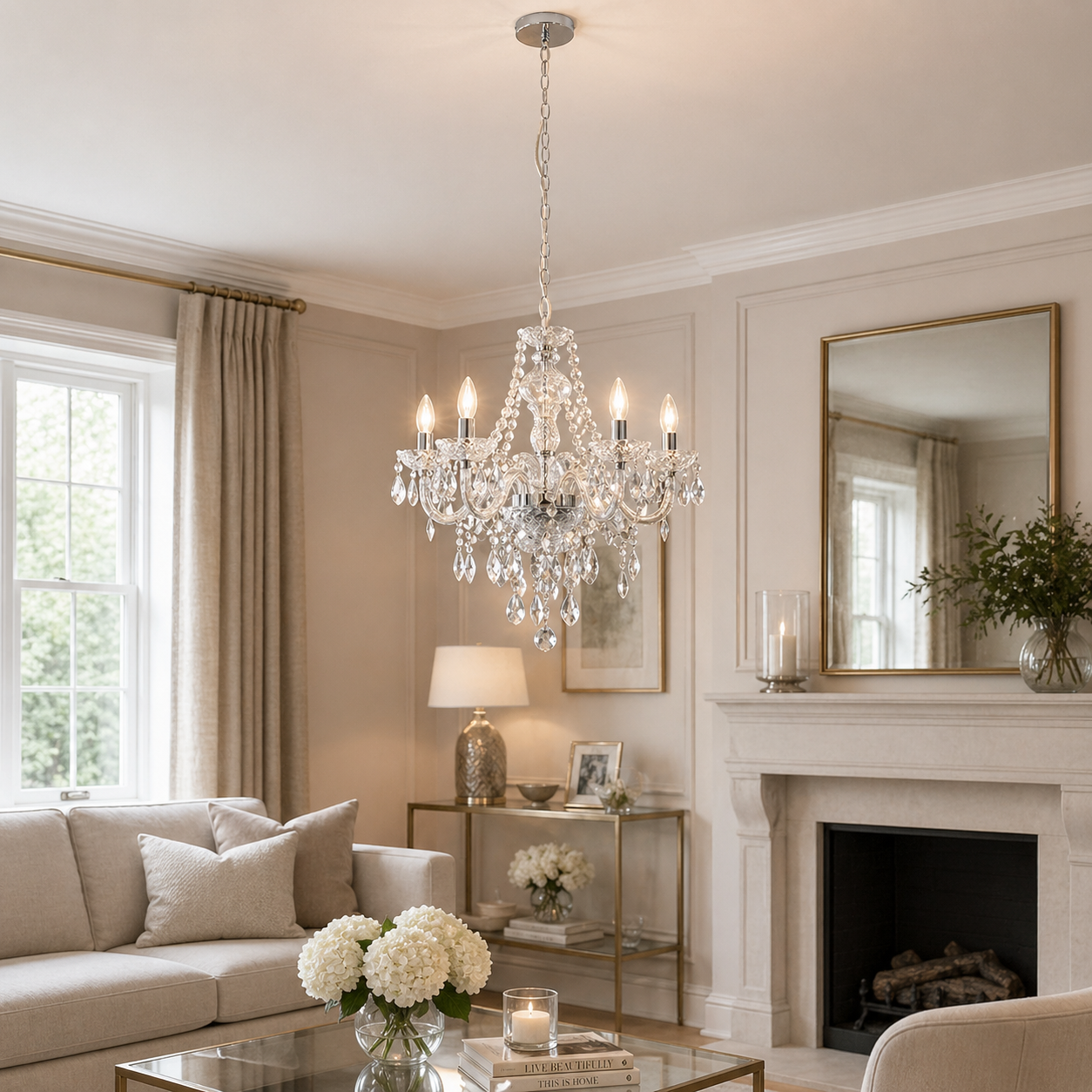 Vivienne 5 Light Chrome & Clear Chandelier Ceiling Pendant