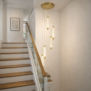 Nina 5-Light LED Cascade Antique Brass Pendant