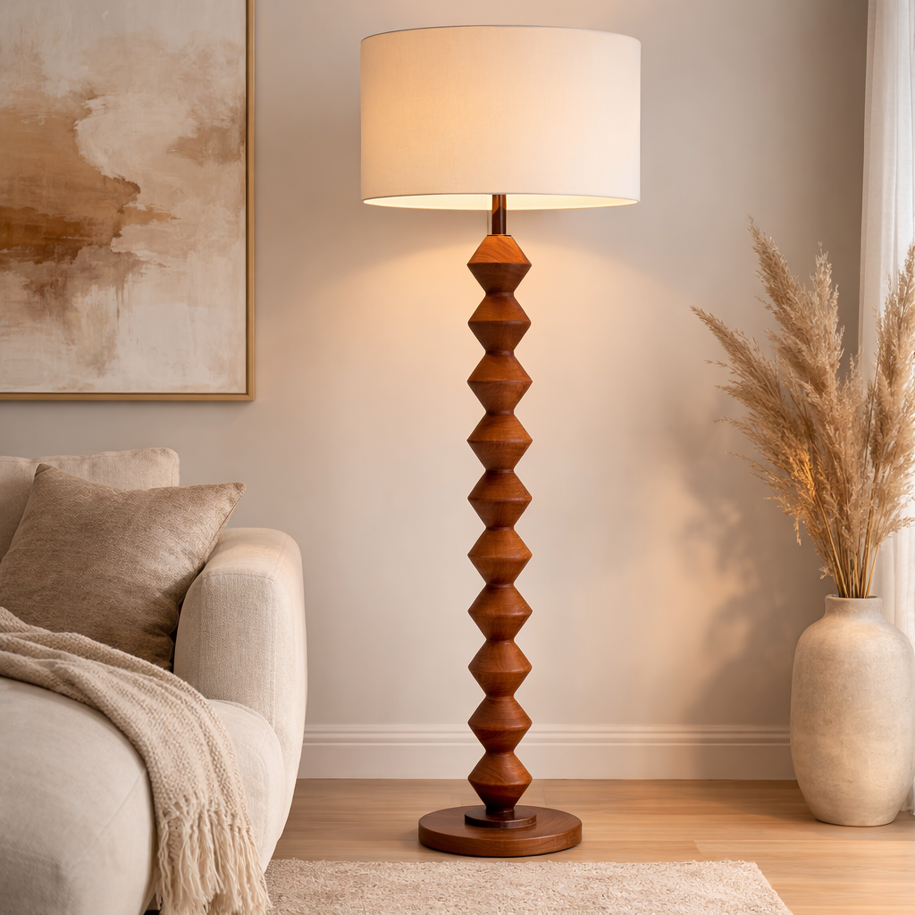 Trezza Walnut Floor Lamp