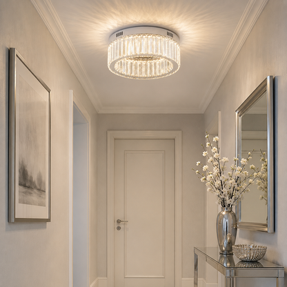 Oda Silver & Crystal LED Flush Ceiling Light - 35cm