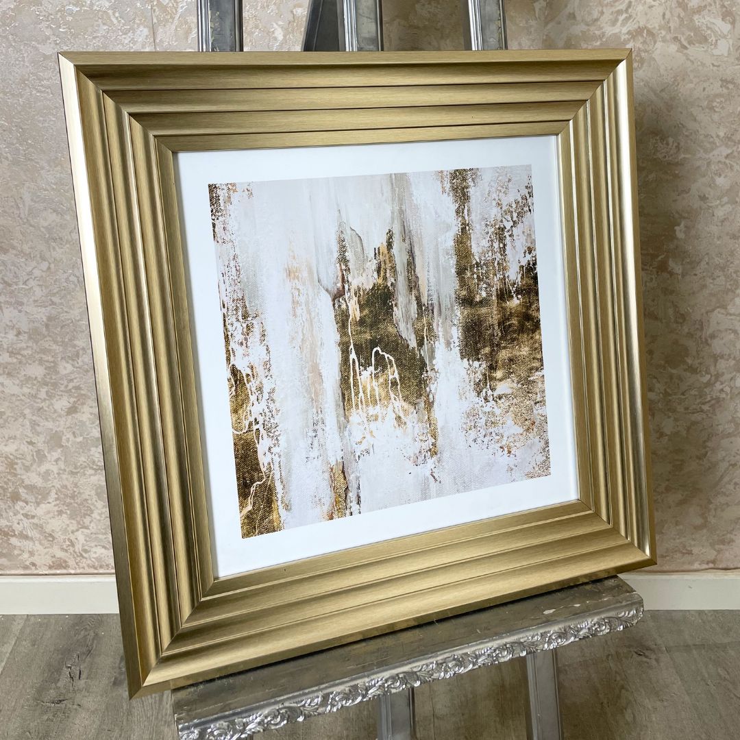Gold Abstract Wall Art I with Champagne Gold Frame