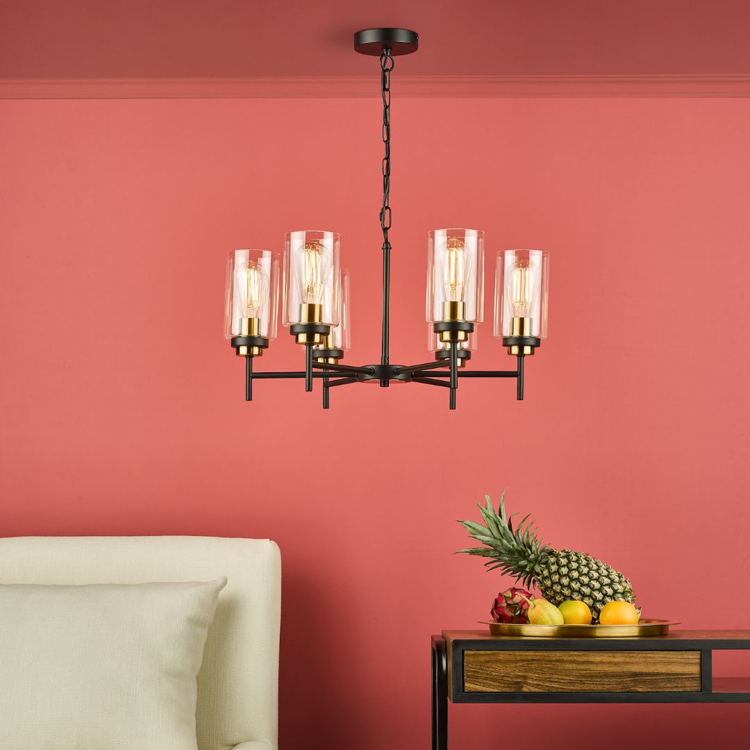 Abel 6 Light Satin Black Chandelier Ceiling Pendant
