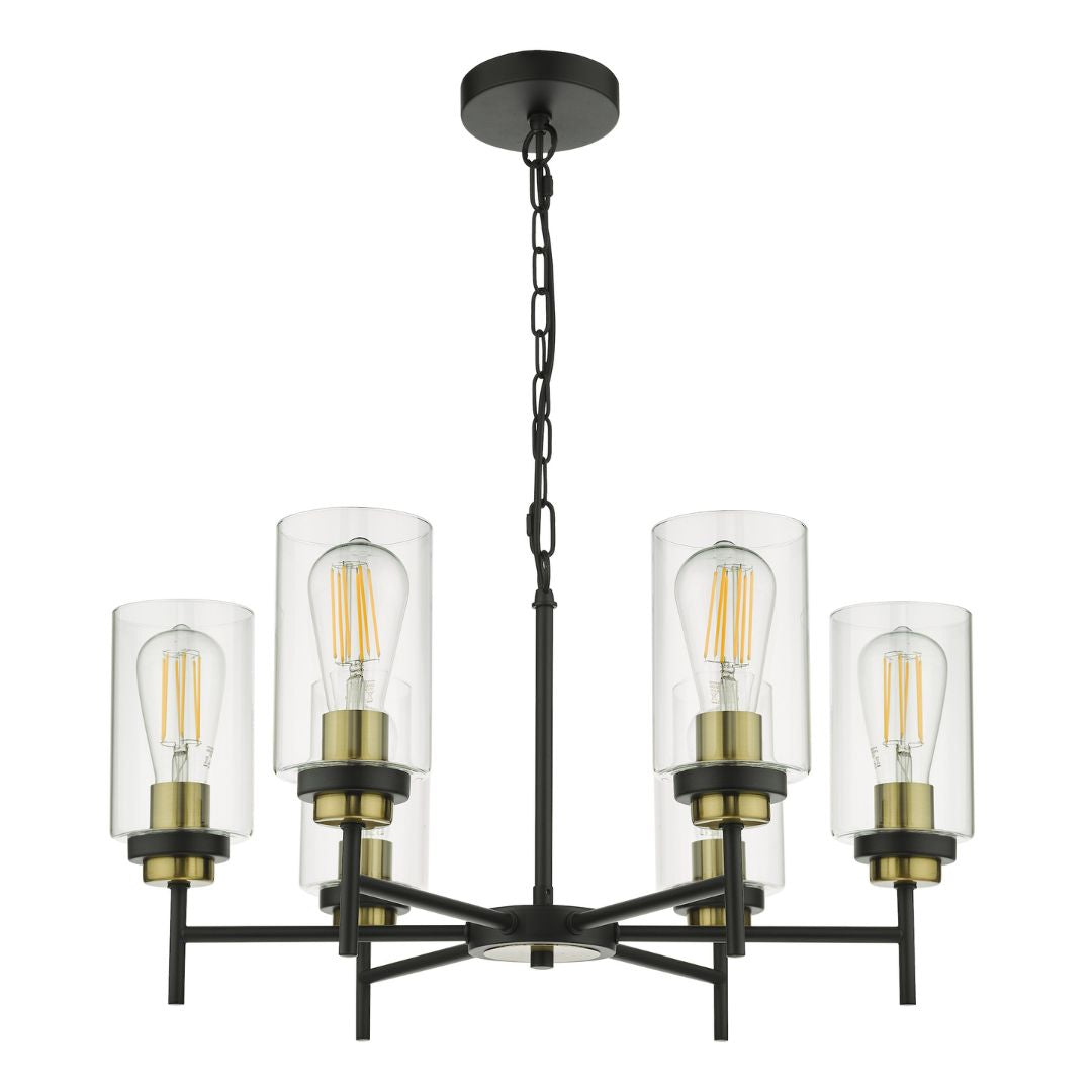 Abel 6 Light Satin Black Chandelier Ceiling Pendant
