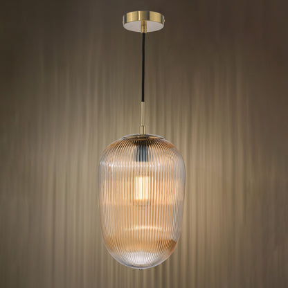 Abrielle Bronze & Amber Glass Pendant Ceiling Light