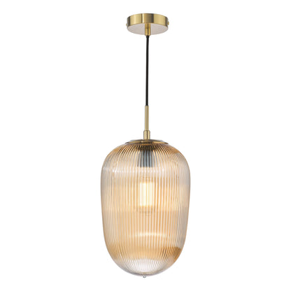 Abrielle Bronze & Amber Glass Pendant Ceiling Light