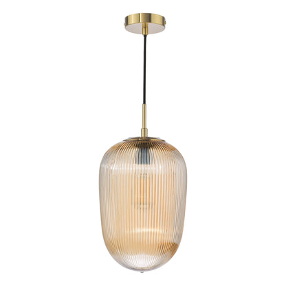 Abrielle Bronze & Amber Glass Pendant Ceiling Light