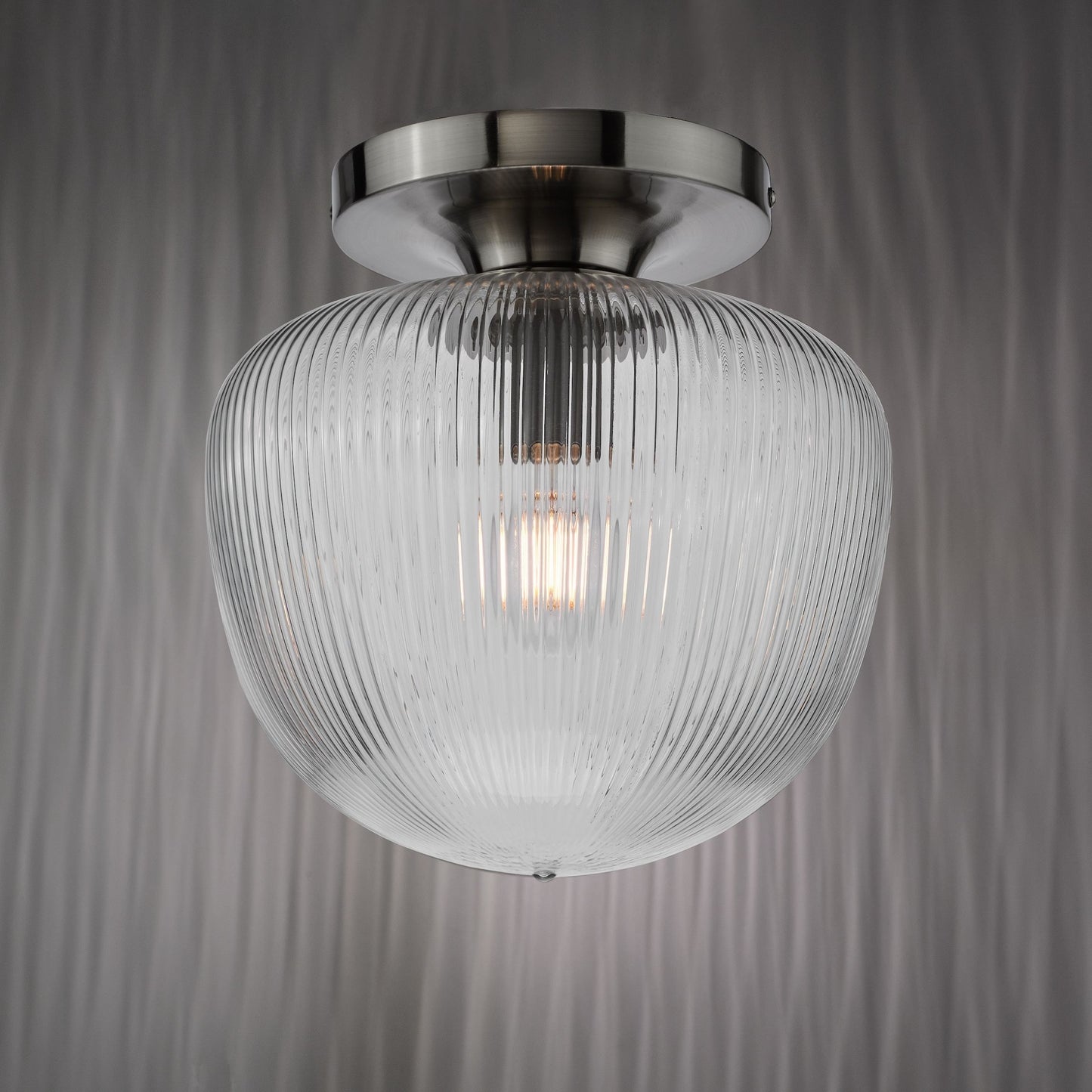 Abrielle Polished Nickel & Glass Flush Ceiling Light