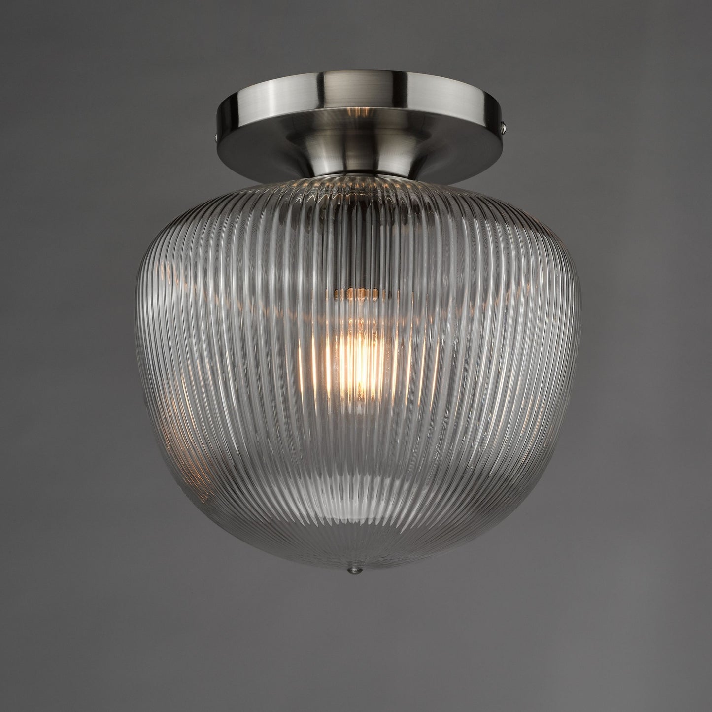 Abrielle Polished Nickel & Glass Flush Ceiling Light
