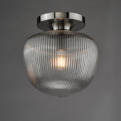 Abrielle Polished Nickel & Glass Flush Ceiling Light