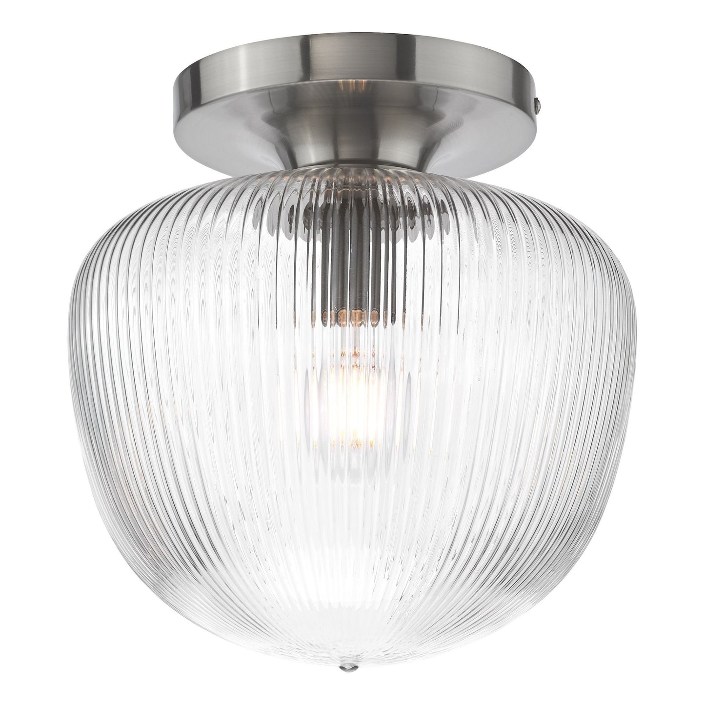 Abrielle Polished Nickel & Glass Flush Ceiling Light