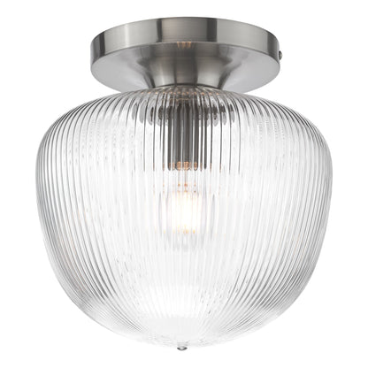 Abrielle Polished Nickel & Glass Flush Ceiling Light