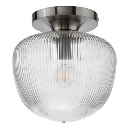 Abrielle Polished Nickel & Glass Flush Ceiling Light
