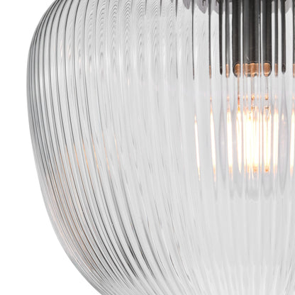 Abrielle Polished Nickel & Glass Flush Ceiling Light