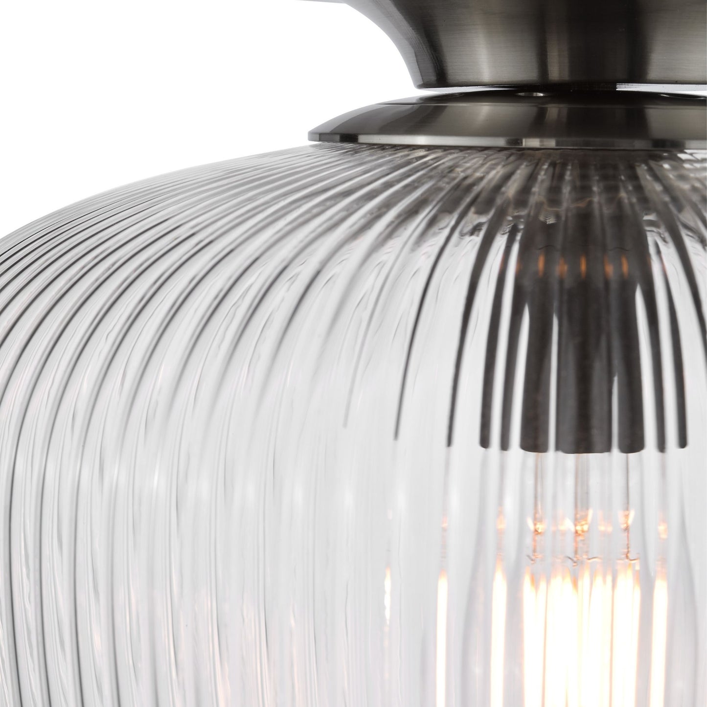 Abrielle Polished Nickel & Glass Flush Ceiling Light