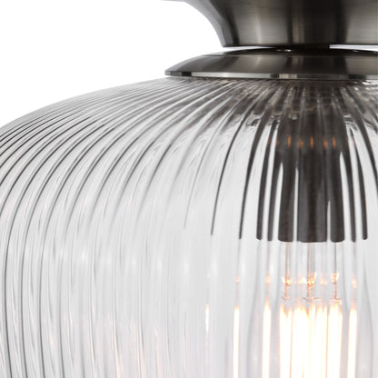Abrielle Polished Nickel & Glass Flush Ceiling Light