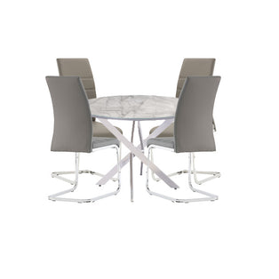 Capri 4-Seater Round Grey Dining Set