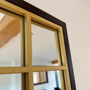 Aimi - Full Length Black & Gold Metal Rectangle Window Mirror - 180cm x 105cm