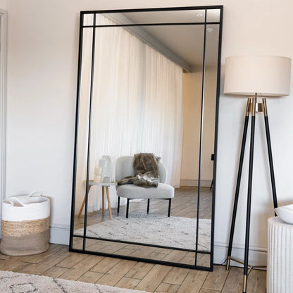 Aimi - Full Length Black Metal Rectangle Window Mirror - 180cm x 105cm