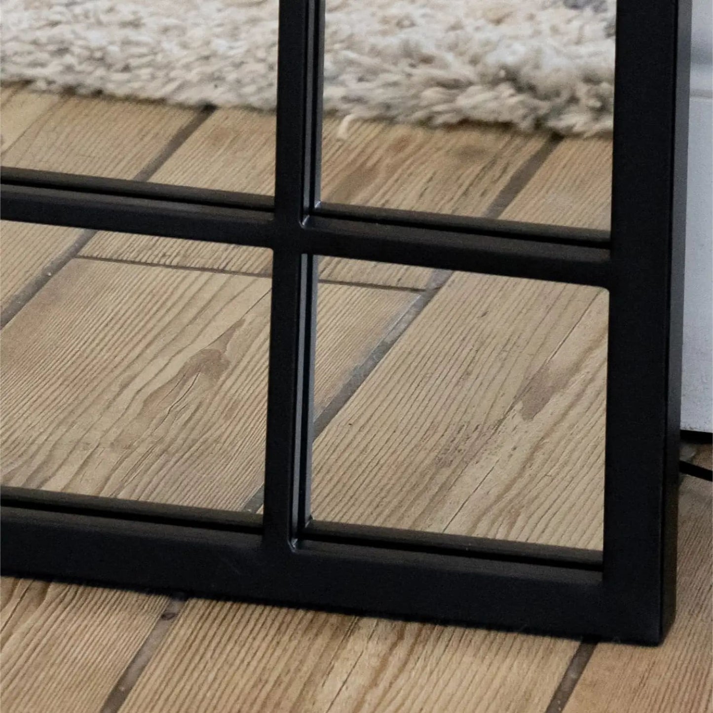 Aimi - Full Length Black Metal Rectangle Window Mirror - 180cm x 105cm