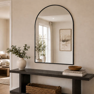 Akiko - Black Metal Arched Mirror - 120cm x 95cm
