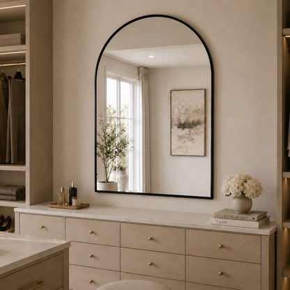 Akiko - Black Metal Arched Mirror - 120cm x 95cm
