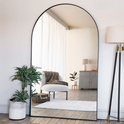 Akiko - Full Length Black Metal Arched Mirror - 180cm x 105cm
