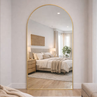 Akiko - Full Length Gold Metal Arched Mirror - 180cm x 90cm